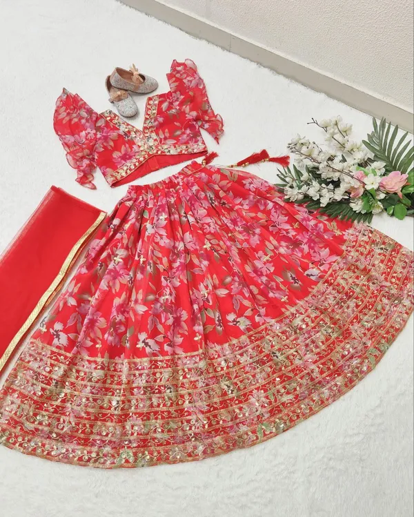 Red_Faux_Georgette_With_Beautiful_Digital_Print_&_Sequins_Embroidered_Work_Lehenga_Choli_For_Girls