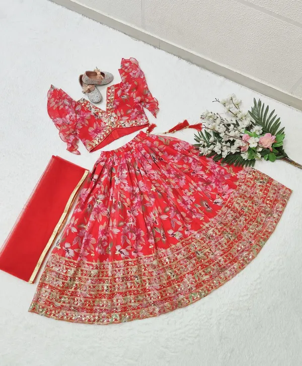 Red_Faux_Georgette_With_Beautiful_Digital_Print_&_Sequins_Embroidered_Work_Lehenga_Choli_For_Girls