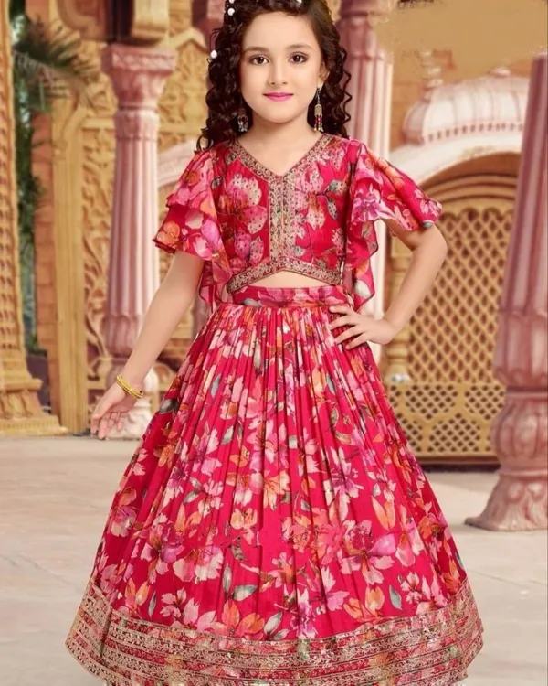 Red_Faux_Georgette_With_Beautiful_Digital_Print_&_Sequins_Embroidered_Work_Lehenga_Choli_For_Girls