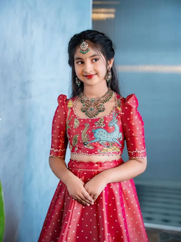 Red_Chinon_Silk_With_Beautiful_Digital_Print_Work_&_Side_Zipper_Lehenga_Choli_For_Girls