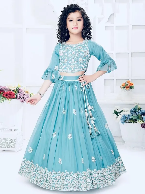 Sky_Blue_Faux_Georgette_Lehenga_Choli_For_Girls
