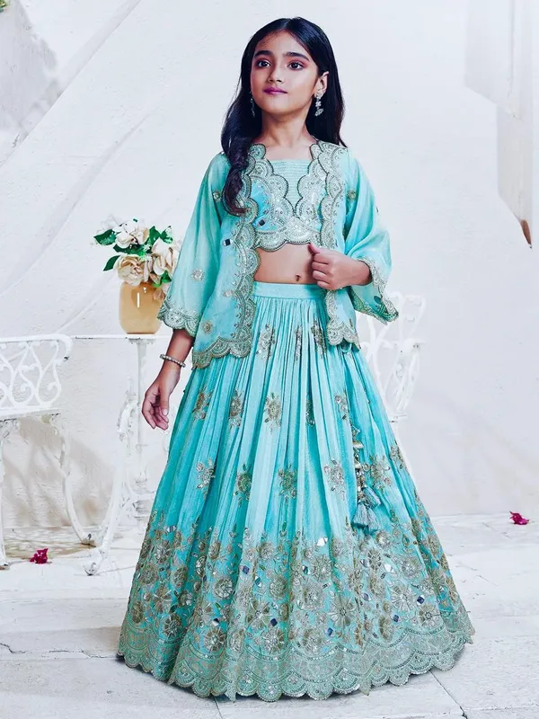 Sky_Blue_Chinon_Silk_Work_Sequins_Embroidered_Lehenga_Choli_For_Girls