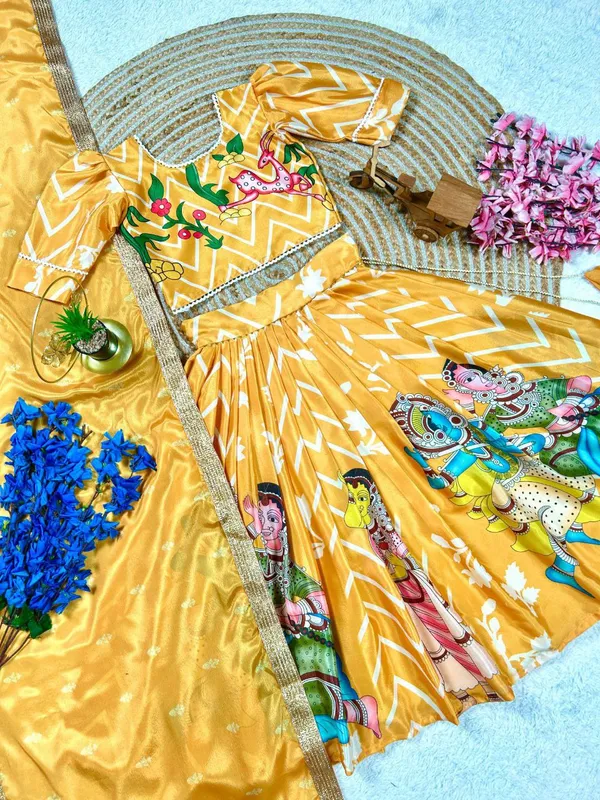 Yellow_Chinon_Silk_With_Digital_Print_Lehenga_Choli_For_Girls