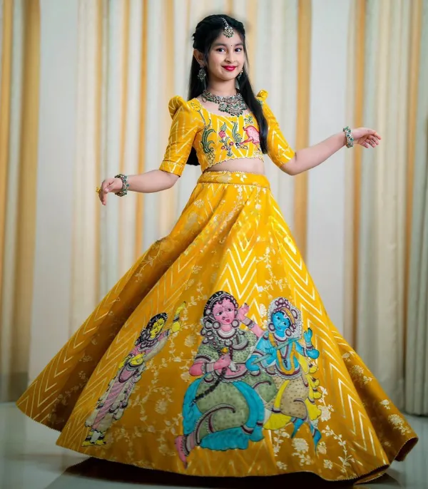 Yellow_Chinon_Silk_With_Digital_Print_Lehenga_Choli_For_Girls