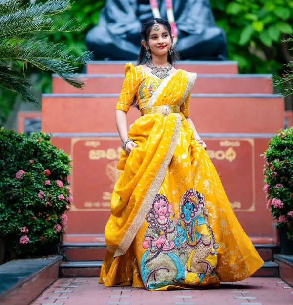 Yellow_Chinon_Silk_With_Digital_Print_Lehenga_Choli_For_Girls