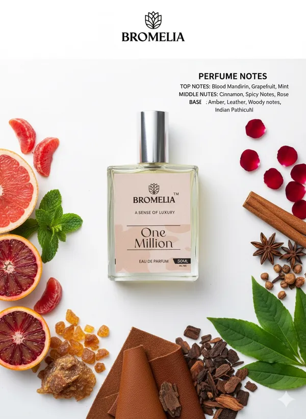 100%_Natural_Bromelia_One_Million_Eau_De_Parfum_|_Long-Lasting_Spicy_Citrus_Perfume_For_Men_|_Blood_Mandarin,_Grapefruit,_Mint,_Cinnamon_&_Rose_|_Amber,_Leather,_Woody_Notes_&_Patchouli_Base_|_50_Ml