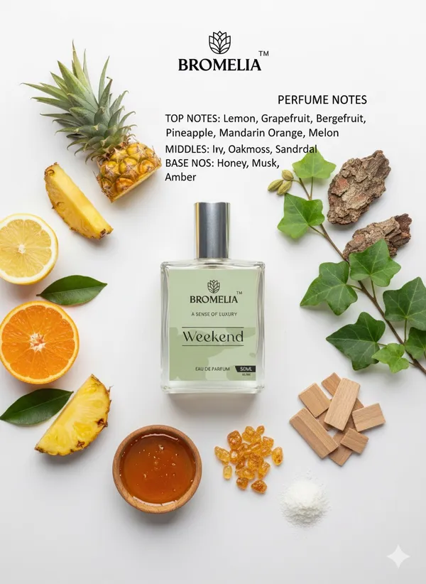 100%_Natural_Bromelia_Weekend_Eau_De_Parfum_|_Fresh_Fruity_Woody_Perfume_For_Men_&_Women_|_Lemon,_Pineapple,_Mandarin,_Oakmoss_&_Honey_|_Long_Lasting_Unisex_Fragrance_|_50_Ml