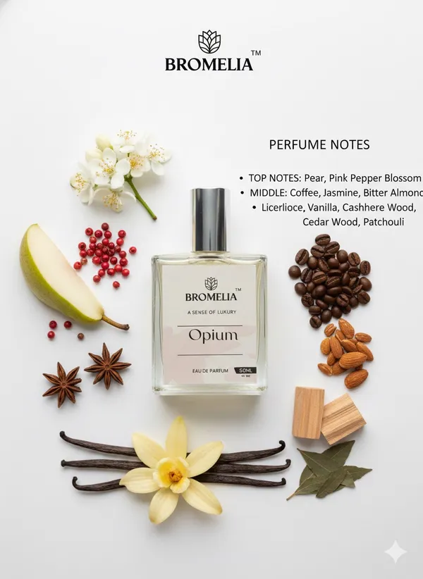 100%_Natural_Bromelia_Opium_Eau_De_Parfum_|_Long-Lasting_Coffee-Vanilla_Perfume_|_Pear,_Pink_Pepper,_Jasmine_&_Bitter_Almond_|_Cashmere_Wood,_Cedar,_Patchouli_&_Licorice_Base_|_50_Ml