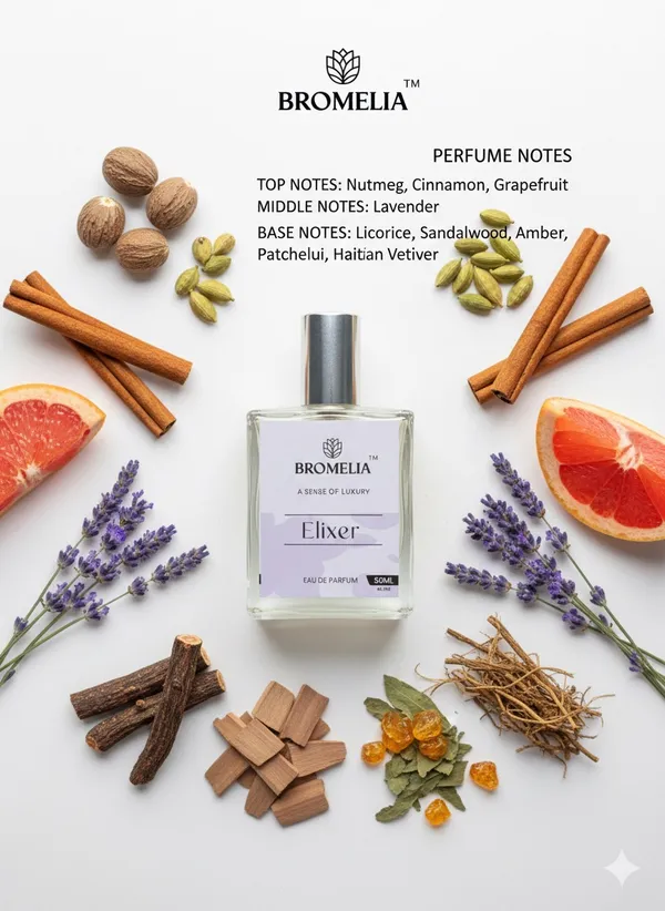 100%_Natural_Bromelia_Elixer_Eau_De_Parfum_ÃƒÂ¢Ã¢â€šÂ¬Ã¢â‚¬Å“_Premium_Long-Lasting_Unisex_Perfume_|_Warm_Spicy_&_Woody_Scent_With_Nutmeg,_Cinnamon,_Lavender,_Amber_&_Vetiver_|_50_Ml