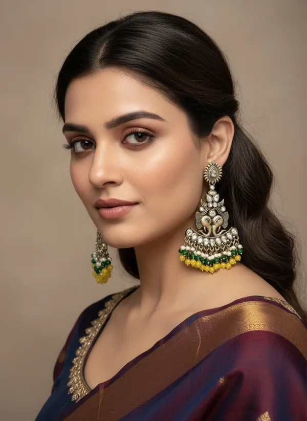 Gold_Matt_Yellow_Toned_With_Fancy_Long_Fitting_Shadow_Stone_Added_Gorgeous_Chandbali_Earings_For_Women_And_Girls