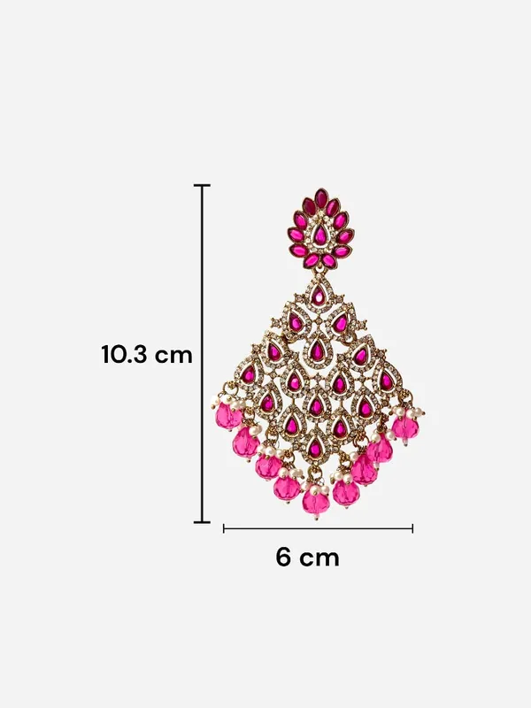 Gold-Plated_Traditional_Kundan_&_Fuchsia_Stone_Chandelier_Dangle_Earrings_For_Women