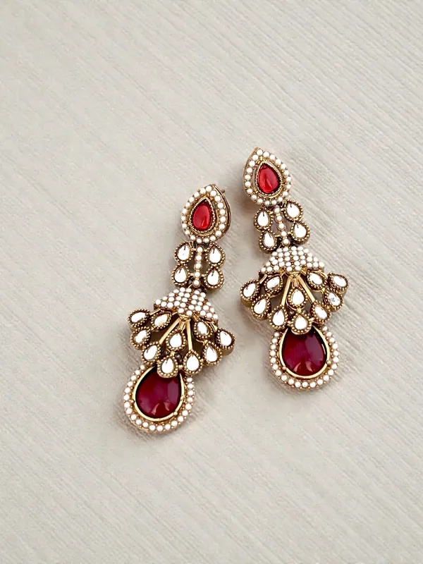 Maroon_Kundan_Pearl_Drop_Earrings