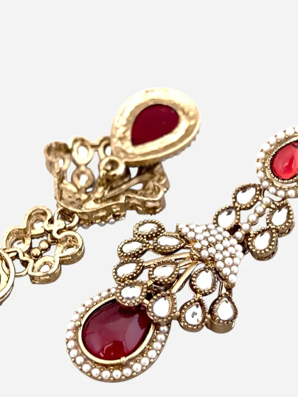 Maroon_Kundan_Pearl_Drop_Earrings
