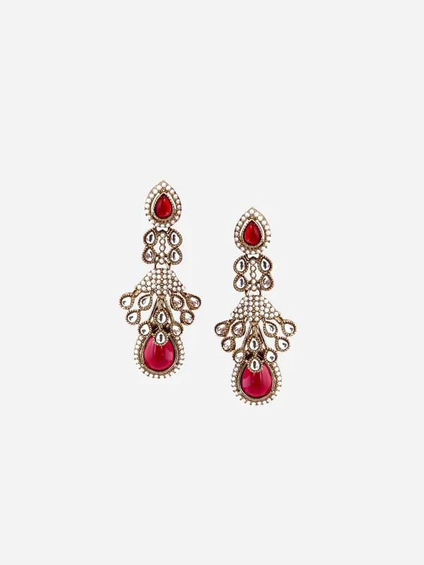 Maroon_Kundan_Pearl_Drop_Earrings