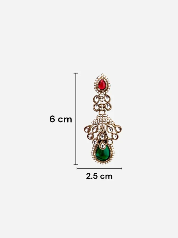 Maroon_And_Green_Kundan_Pearl_Drop_Earrings