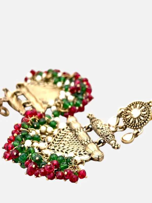 Maroon_Brass_Matt_Toned_Metal_Work_With_Stone_And_Beaded_Long_Earring_For_Women_And_Girls