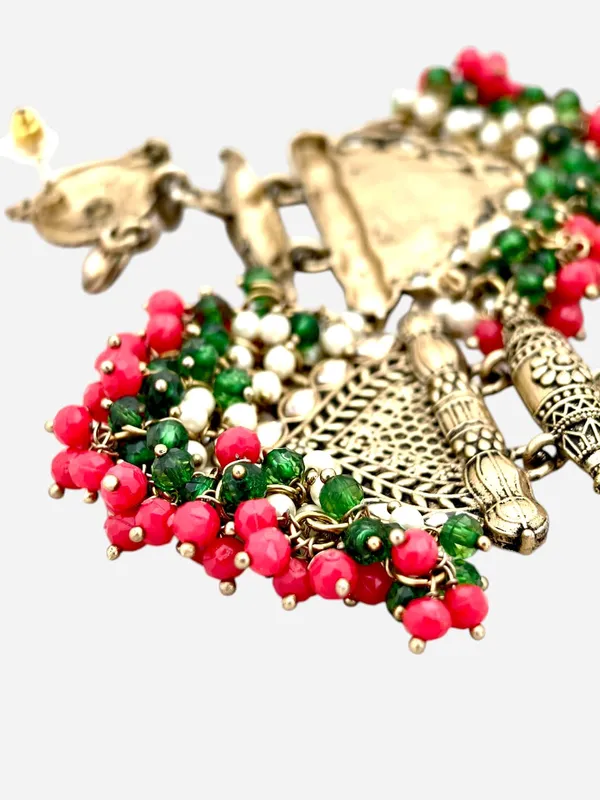 Red_Brass_Matt_Toned_Metal_Work_With_Stone_And_Beaded_Long_Earring_For_Women_And_Girls