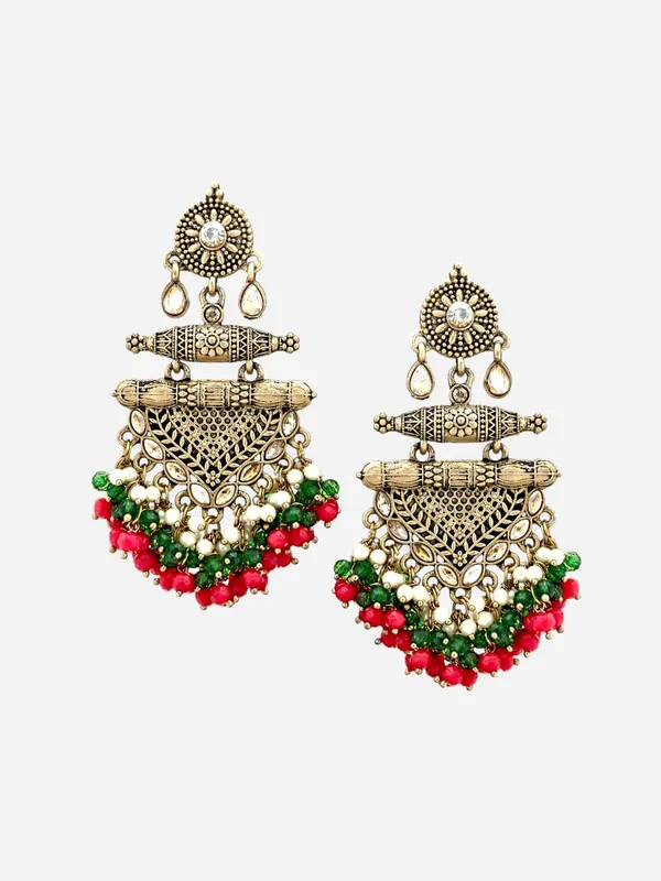 Red_Brass_Matt_Toned_Metal_Work_With_Stone_And_Beaded_Long_Earring_For_Women_And_Girls
