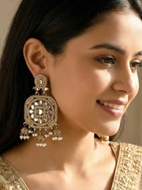 Gold-Plated_Kundan_&_Pearl_Beaded_rectangular_Jhumka_Earrings