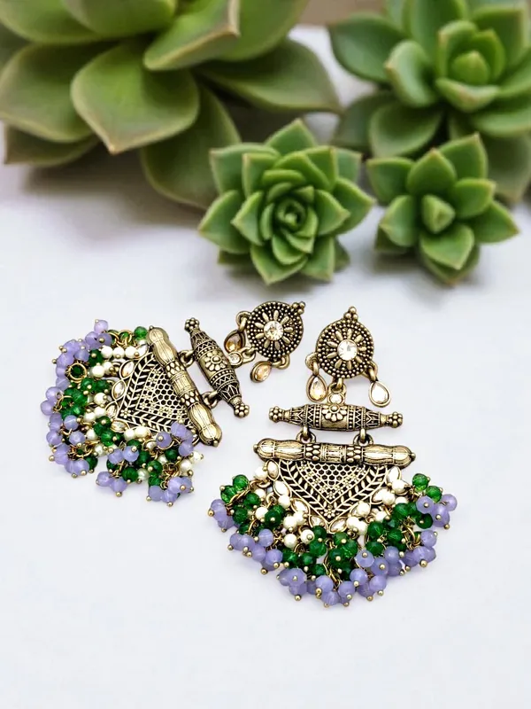 Lavender_Brass_Matt_Toned_Metal_Work_With_Stone_And_Beaded_Long_Earring_For_Women_And_Girls