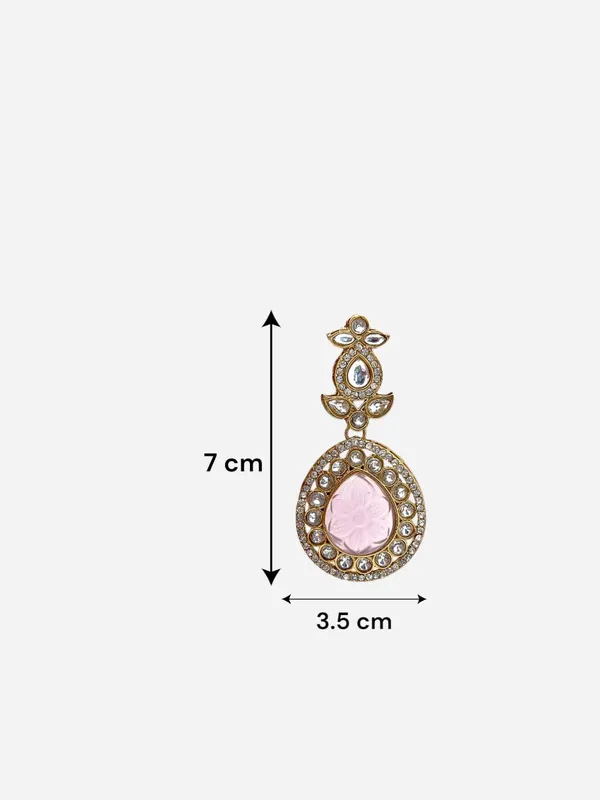 Gold_Plated_Big_Carving_Stone_Studded_Lavender_Color_Jewellery_Set_For_Womens