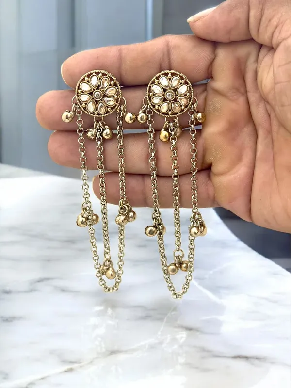 Gold-Plated_Kashmiri_Shadow_Stone_&_Ghungroo_Studded_Long_Drop_Earrings