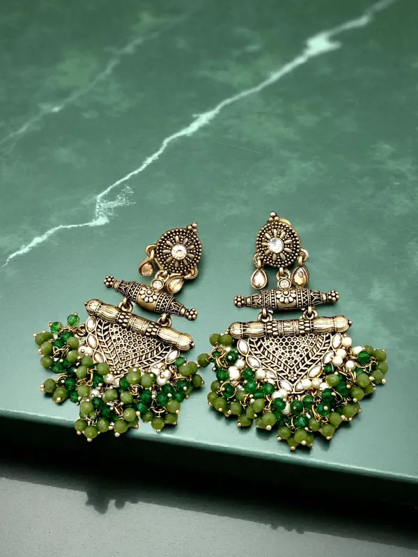 Olive_Brass_Matt_Toned_Metal_Work_With_Stone_And_Beaded_Long_Earring_For_Women_And_Girls
