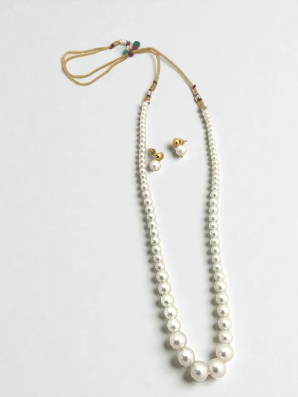 Gold-Toned_White_Long_Pearl_Glass_Stones_Chain_And_Earrings_For_Women_And_Girls