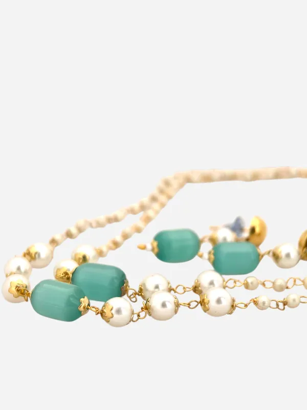 Gold-Toned_Sea_Green_Double_Line_Mint_Monalisa_Stone_Chains_And_Earrings_For_Women_And_Girls
