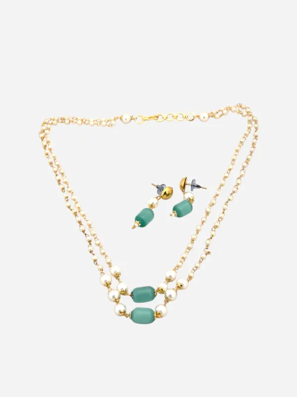 Gold-Toned_Sea_Green_Double_Line_Mint_Monalisa_Stone_Chains_And_Earrings_For_Women_And_Girls