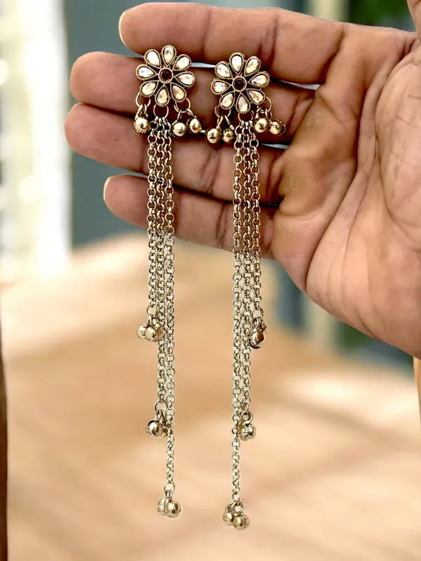 Gold-Plated_Maroon_Kashmiri_Shadow_Stone_&_Ghungroo_Studded_Long_Drop_Earrings