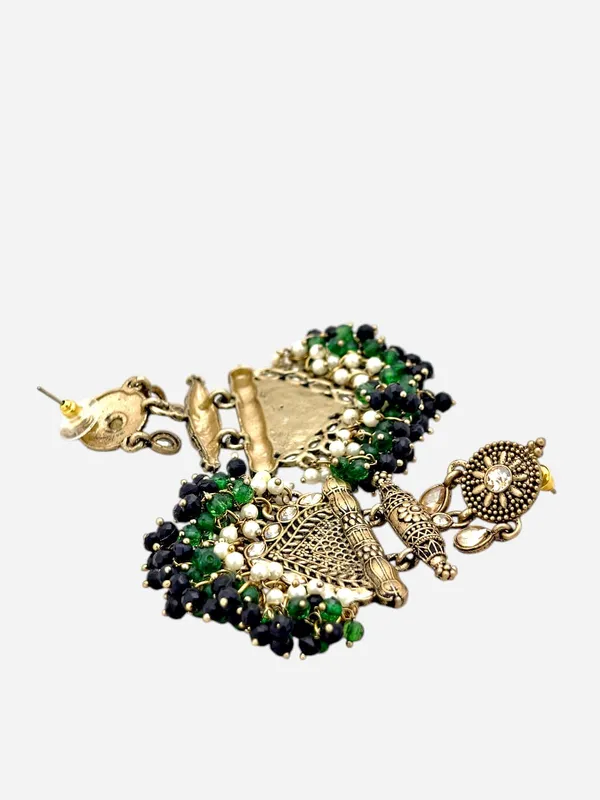 Black_Alloy_Brass_Matt_Toned_Metal_Work_With_Stone_And_Beaded_Long_Earring_For_Women_And_Girls