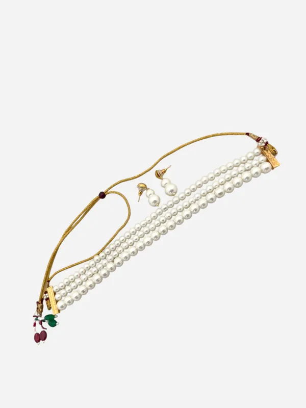 Gold-Toned_White_Pearl_Glass_Stones_Choker_And_Earrings_For_Women_And_Girls