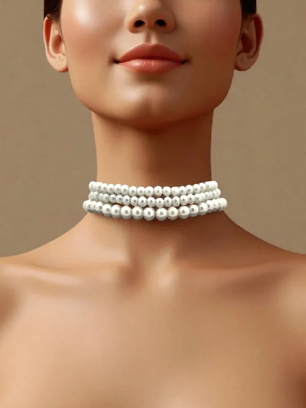 Gold-Toned_White_Pearl_Glass_Stones_Choker_And_Earrings_For_Women_And_Girls