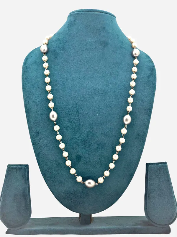 White_And_Grey_Pearl_Necklace_Chain_For_Women_And_Girls