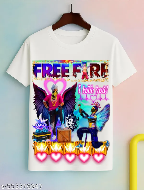 Unisex_White_polyester__Free-Fire_Printed_T-Shirts
