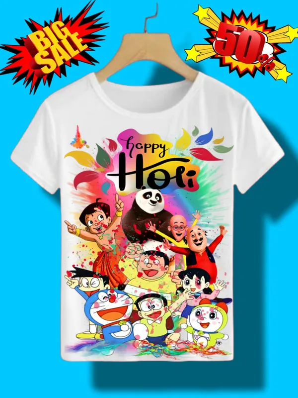 White_Festival-Ready_Holi_T-Shirt_For_Kids