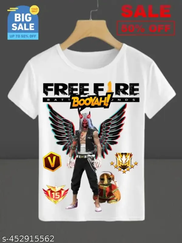Unisex_White_polyester__Free-Fire_Printed_T-Shirts