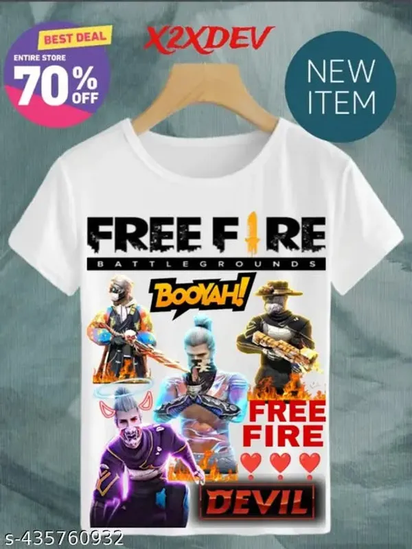 Unisex_White_polyester_Free-Fire_Printed_T-Shirts