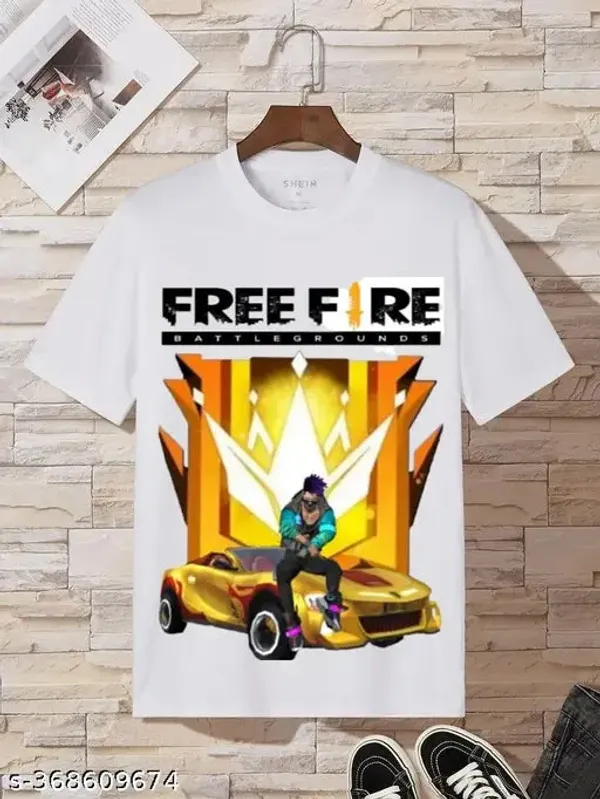 Unisex_White_polyester_Free-Fire_Printed_T-Shirts