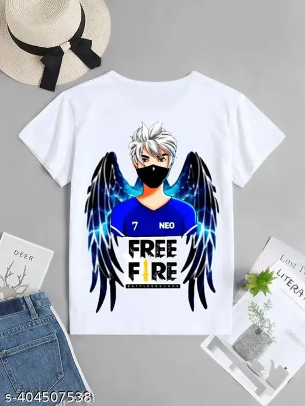 Unisex_White_polyester__New_Trendy_Free-Fire_Printed_T_Shirts