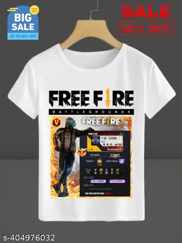 Unisex_White_polyester_Free-Fire_Printed_T-Shirts