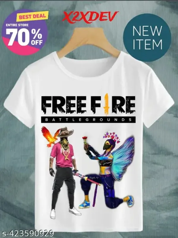 Unisex_White_polyester__Free-Fire_Printed_T-Shirts