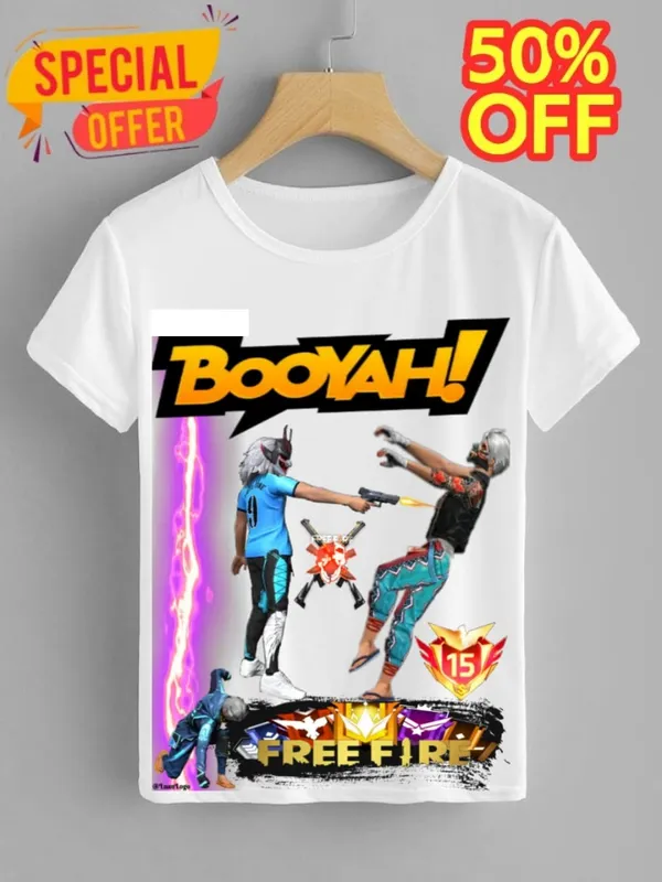 Unisex_White_polyester_Free-Fire_Printed_T-Shirts