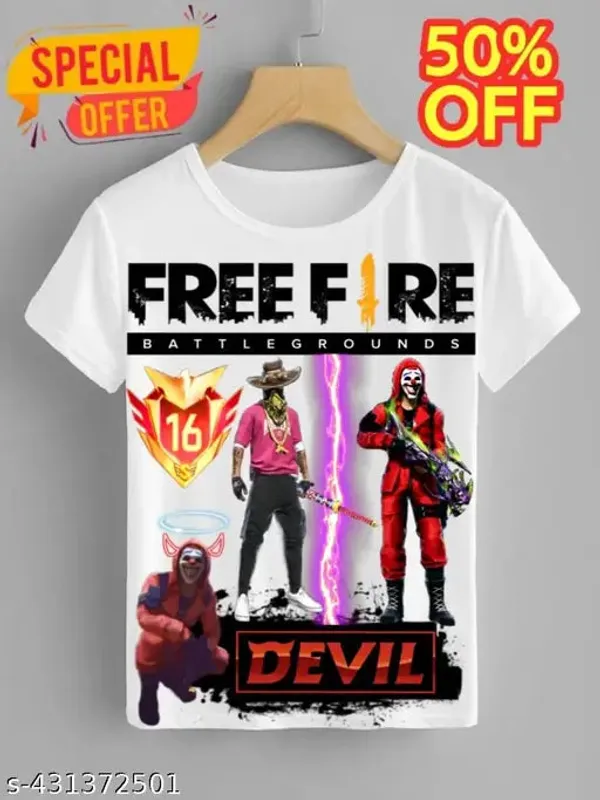 Unisex_White_polyester__Free-Fire_Printed_T-Shirts_for_Kids