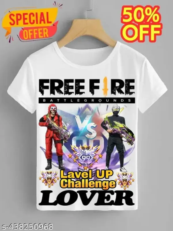 White_polyester__Freefire_T-Shirt_Printed_T-Shirts_For_Kids!
