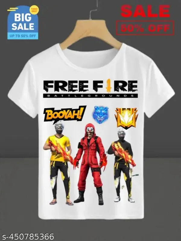 White_polyester__Freefire_Game_T-Shirt