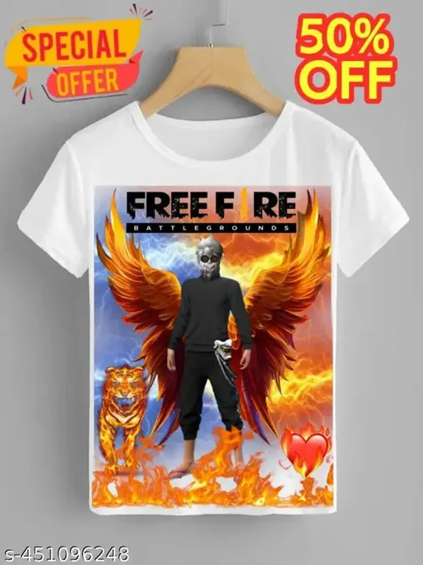 Unisex_White_polyester_Free-Fire_Printed_T-Shirts