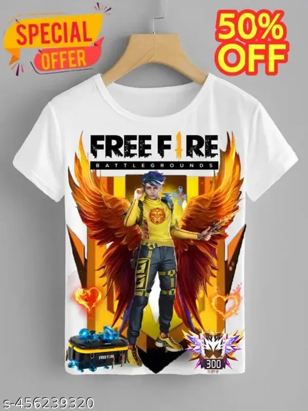 Unisex_White_polyester__Free-Fire_Printed_T-Shirts
