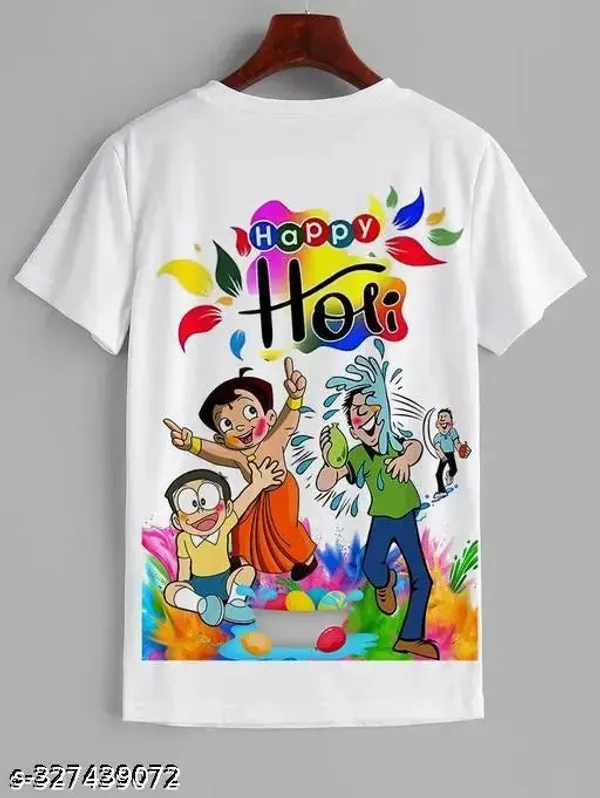 White_polyester__Chhota_Bheem_Holi_Tshirt_for_Kids
